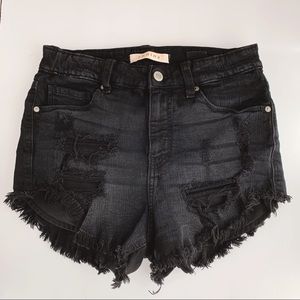Eunina High Rise Stretch Denim Cut Off Shorts